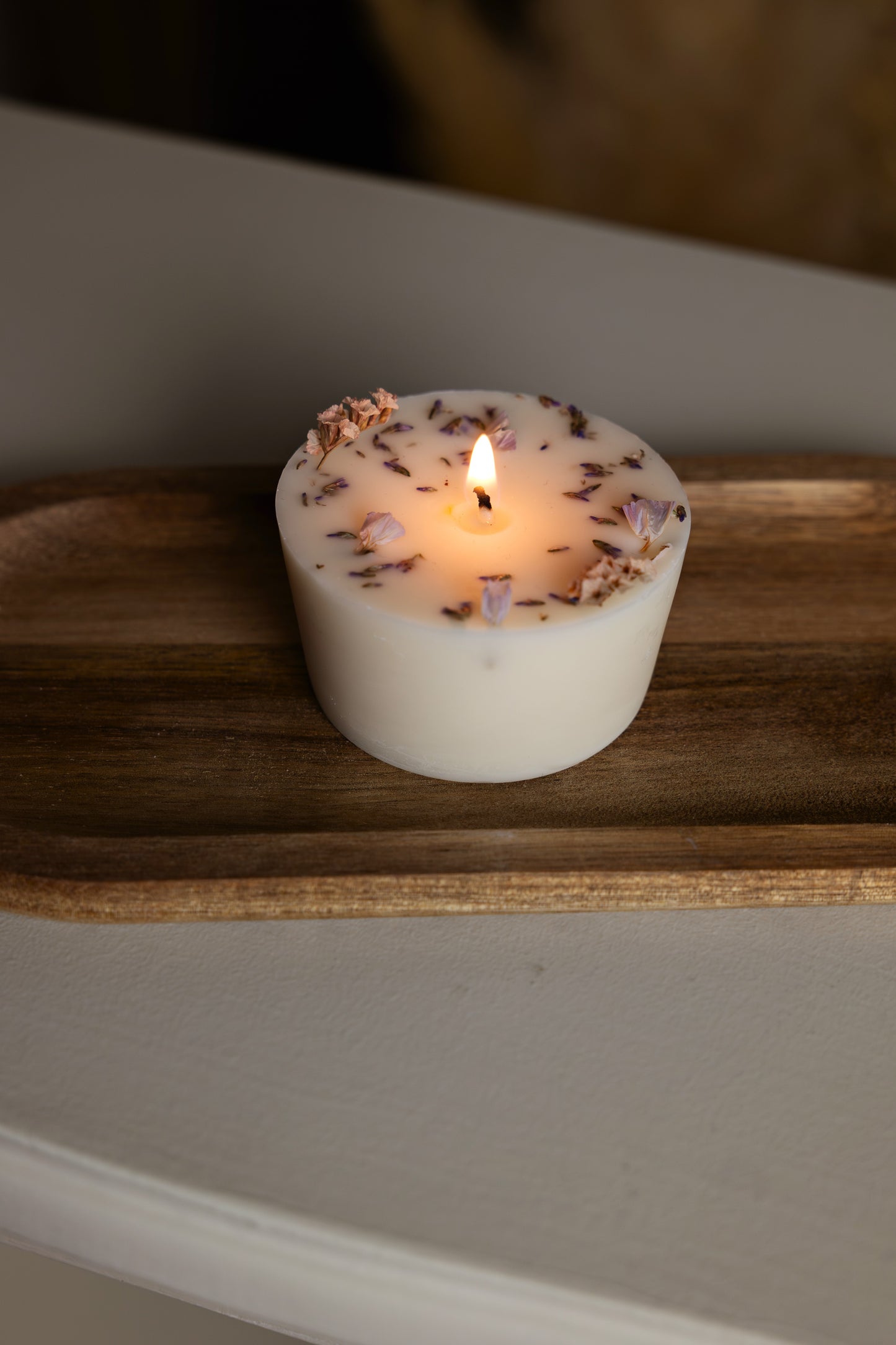 Bougie artisanale parfumée | Bougie fleurie | Cire de soja naturelle | Bougie moulée palet