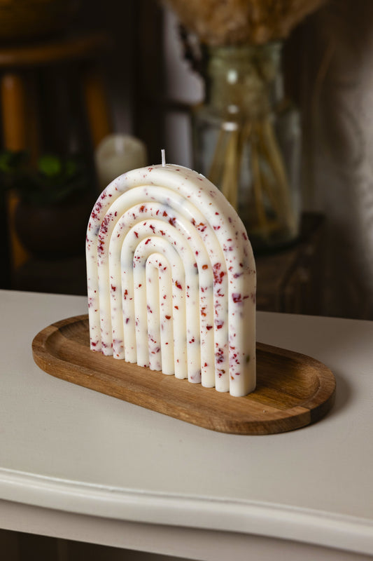 Bougie arche fleurie | Bougie arc-en-ciel fleurie | Bougie décorative | idée cadeau bougie | Cire de soja naturelle