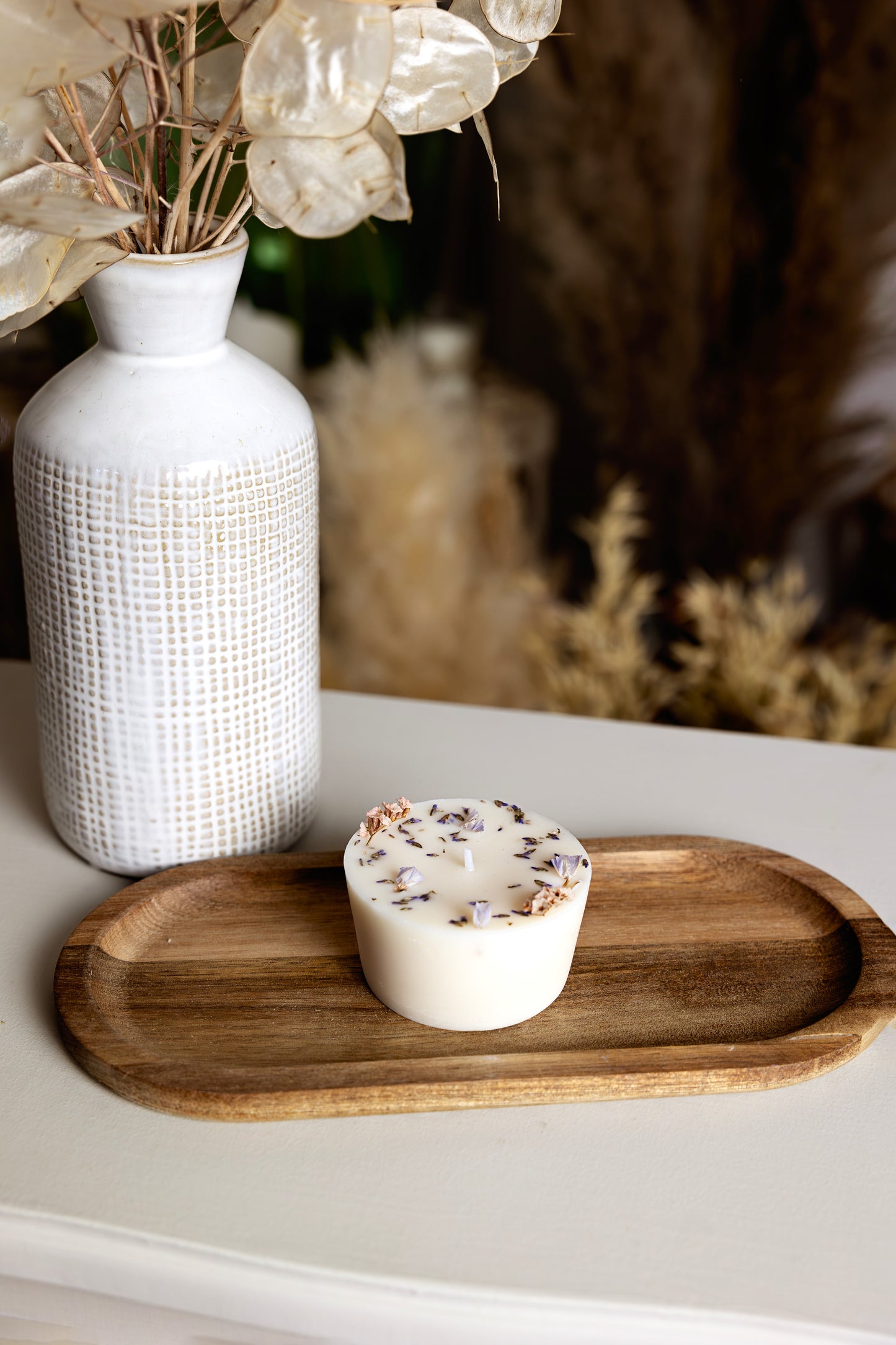 Bougie artisanale parfumée | Bougie fleurie | Cire de soja naturelle | Bougie moulée palet