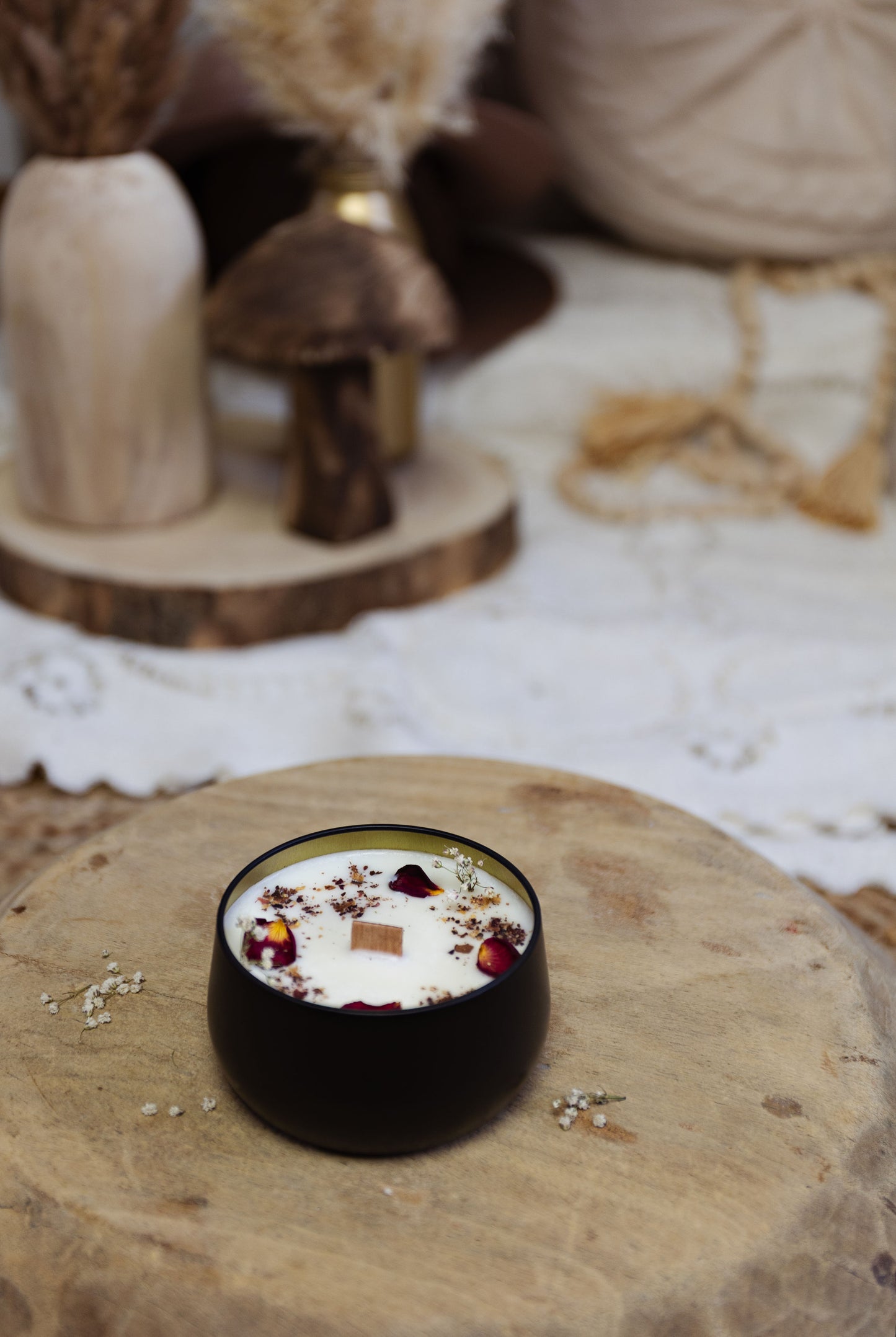 Bougie artisanale parfumée | Bougie fleurie | Cire de soja naturelle | Cadeau Noël | Saint-Valentin | Fête des mères