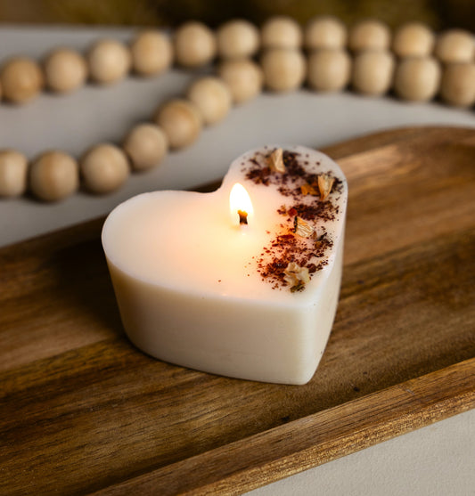 Bougie artisanale parfumée | Bougie coeur | Bougie cadeau Saint-Valentin | Cire de soja naturelle | Noël | Fête des mères