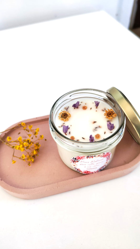 Bougie cadeau maîtresse | Bougie artisanale parfumée | Merci maîtresse | Bougie fleurie | Bougie remerciement