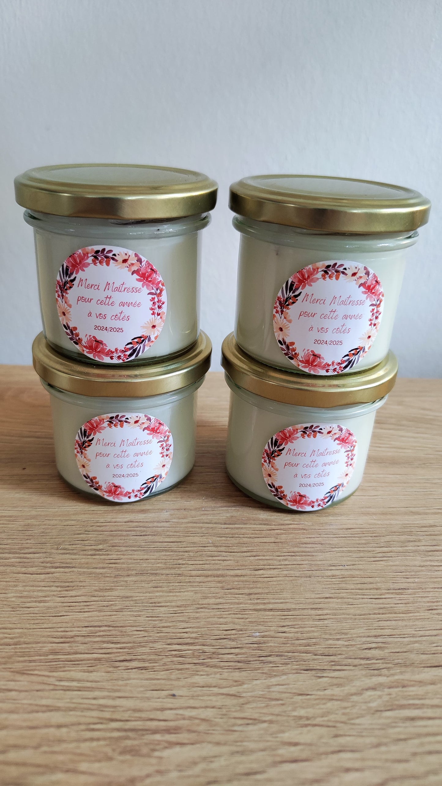 Bougie cadeau maîtresse | Bougie artisanale parfumée | Merci maîtresse | Bougie fleurie | Bougie remerciement