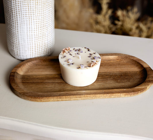 Bougie artisanale parfumée | Bougie fleurie | Cire de soja naturelle | Bougie moulée palet