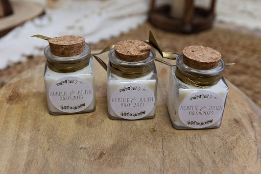 Bougies artisanales personnalisées | Bougie mariage, anniversaire, baptême, EVJF | Bougie cadeaux invités | Cire de soja naurelle