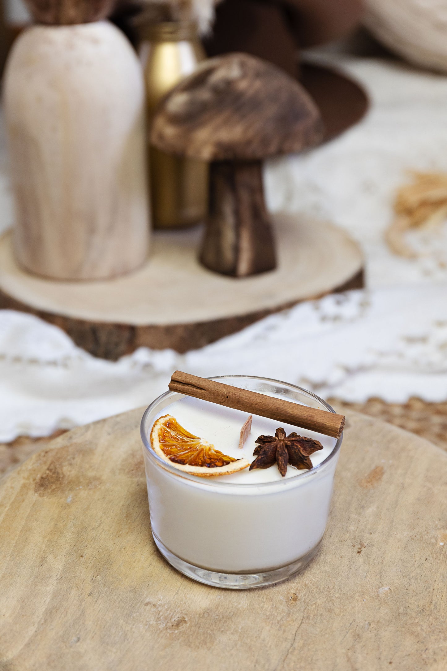 Bougie de Noël | Bougie d'hiver | Orange, cannelle et anis étoilé | Cire de soja naturelle
