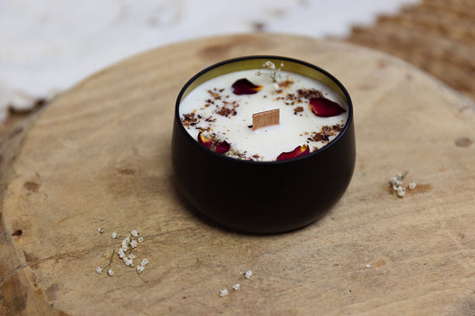 Bougie artisanale parfumée | Bougie fleurie | Cire de soja naturelle | Cadeau Noël | Saint-Valentin | Fête des mères