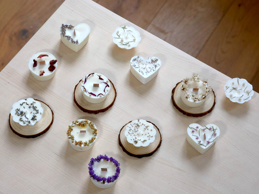 Trio bougies anti-gaspillage | Lot de bougies fleuries | Cire de soja naturelle | Bougies éco-responsables