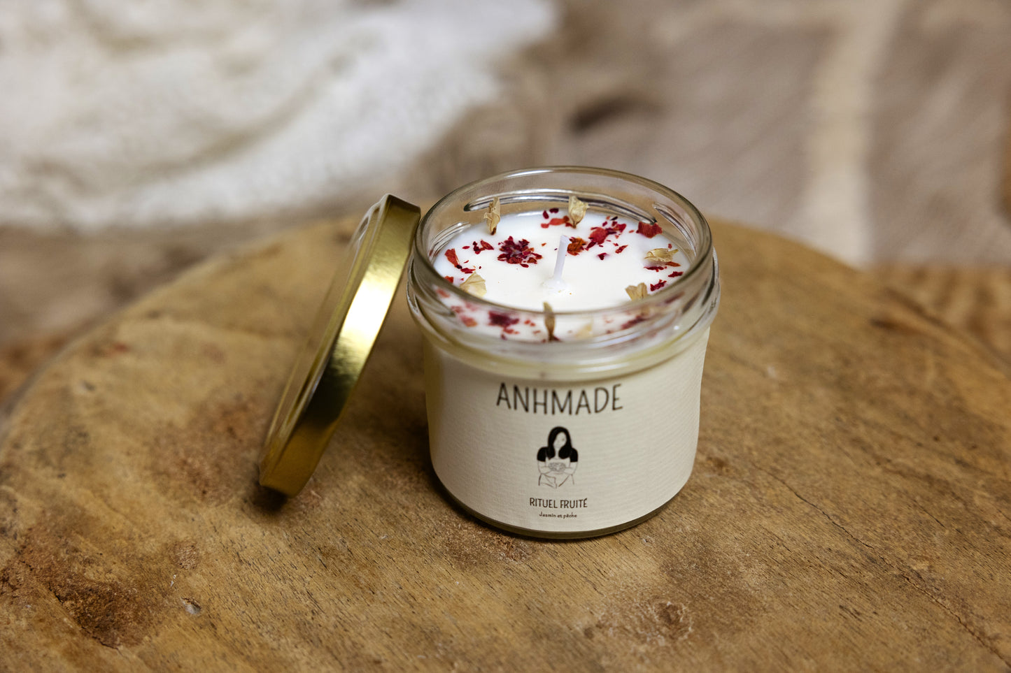 Bougie artisanale parfumée pot confiture | Bougie fleurie | Cire de soja naturelle | Idée cadeau anniversaire | Noël | Fête des mères