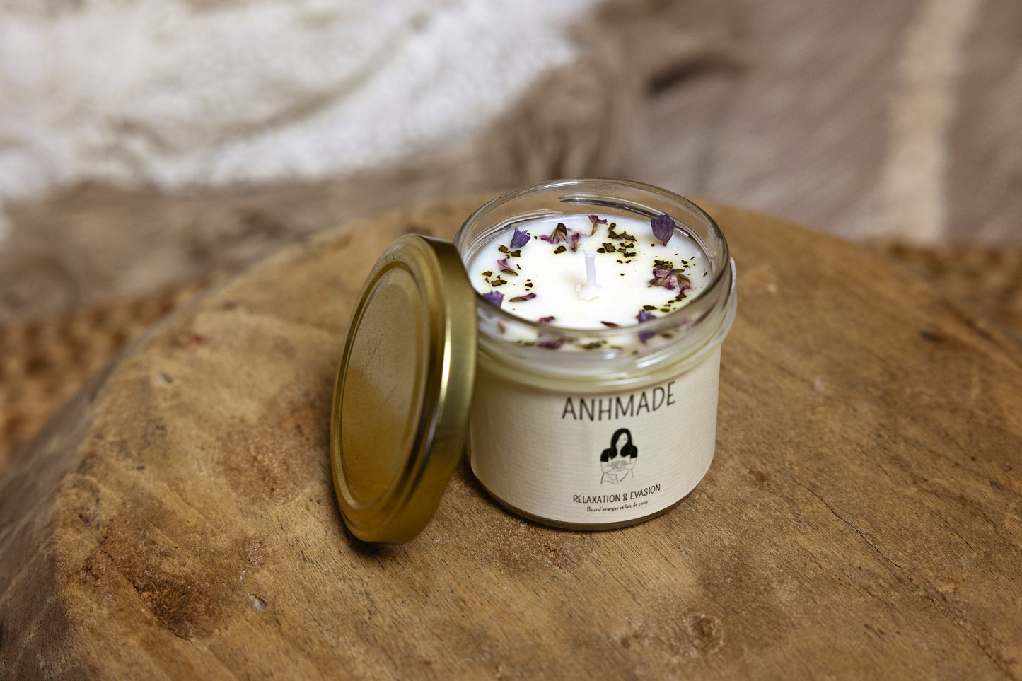 Bougie artisanale parfumée pot confiture | Bougie fleurie | Cire de soja naturelle | Idée cadeau anniversaire | Noël | Fête des mères